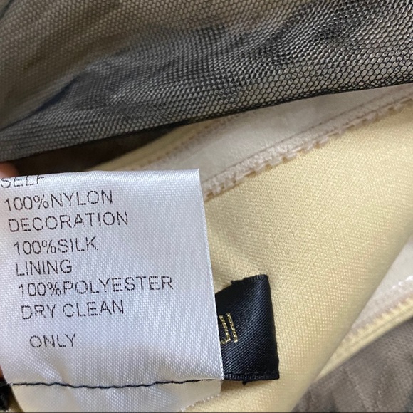 Tadashi Shoji Black w/ Ecru Mesh Draping Evening Dress, 10 - Picture 10 of 11